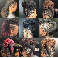 Ras Hairstyles For Women, Curly Locs Styles, Mohawk Loc Styles Black Women, Dreadlocks Styles For Women Black, Loc Mohawk Styles, Dreadlock Wedding Hairstyles, Starting Locs, Loc Curls