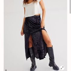 Questions? Leave A Comment Below! Nwot Midi Sweater Skirt, Velvet Midi Skirt, Crushed Velvet Fabric, Midi Skirt Black, Utility Skirt, Wool Mini Skirt, Women Skirt, Free People Skirt, Satin Midi Skirt