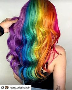 Dive into a spectrum of vibrant hues with our Rainbow Hair board! From bold ombres to pastel streaks, discover endless possibilities to express your unique style through the kaleidoscope of colors. Get inspired and embrace the beauty of a colorful mane! Pride Hairstyles, Rainbow Hair Colors, Hair Colors To Try, Long Bridal Hair, Happy June, Cute Hair Colors, Creative Hair Color, Teal Hair