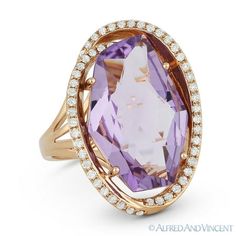 The featured ring is cast in 14k rose gold and showcases a fancy checkerboard cut pink amethyst gemstone set at the center of an oval halo design accentuated with round cut diamonds. Your purchase will include a 30-Day Exchange or Money Back Guarantee, Free US Shipping, & Free Resizing. Please email us if you need any more info regarding this listing. Size: one size.  Color: Metal Type.  Gender: female.  Age Group: adult. Amethyst Jewelry Ring, Amethyst Jewellery, Elephant Ring, Diamond Cocktail Ring, Masonic Ring, Halo Design, Purple Jewelry, Halo Pendant, Diamond Cocktail Rings