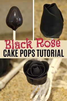 black rose cake pops are sitting on the table