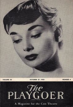 an advertisement for the playgoer featuring a woman's face with short hair