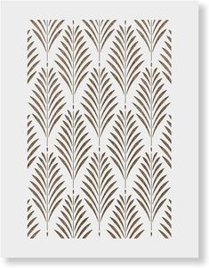 a white and brown wallpaper with an abstract design in the shape of leaves on it