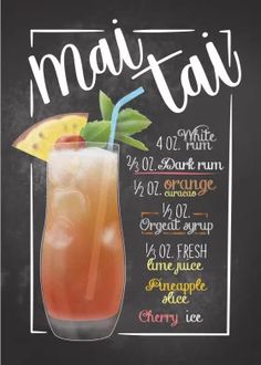 a chalkboard menu for a tropical cocktail