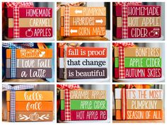 many different types of wooden blocks with the words fall is proof that change is beautiful