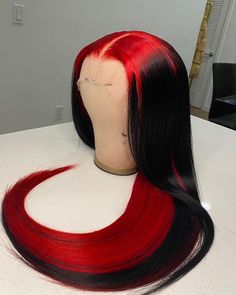 Lace Front Wig Virgin Human Hair Red Black 150%Density 20" Straight Lace Front Wig, Pretty Hair Color, Straight Lace Front Wigs, Lace Hair, Front Lace Wigs Human Hair, Baddie Hairstyles, Wigs Hair Extensions, Aesthetic Hair, Lace Frontal Wig