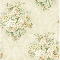 an old fashioned wallpaper with flowers on it