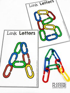 two printable letters are shown with colored paper clips