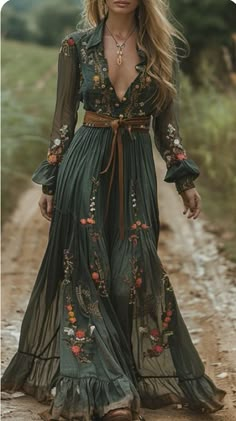 Look Boho Chic, Vestidos Retro, Fest Outfits, Maxi Styles, فستان سهرة, Vestidos Vintage, Linnet, Long Sleeve Maxi, Linen Women