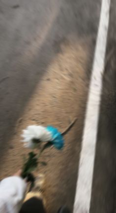 a person riding a motorcycle with a bouquet of flowers on the back