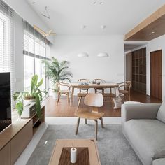 a living room filled with furniture and a flat screen tv