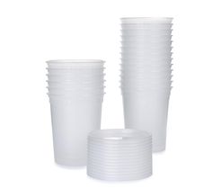 white plastic cups stacked on top of each other