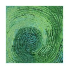 an abstract painting with green and blue swirls in the center canvas wall art print