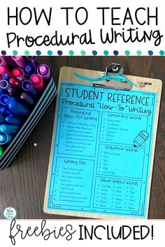 a clipboard with the words, how to teach procedual writing on it