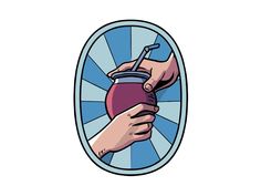 two hands holding a can with a straw in it and the other hand is holding a cup