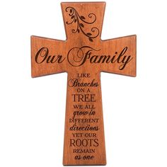 a wooden cross that says our family is a circle of strength and love to god