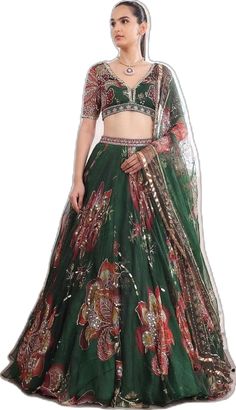 Green Choli With Cutdana For Reception, Green Cutdana Dupatta For Reception, Fitted Green Lehenga With Cutdana, Transitional Anarkali Green Lehenga, Transitional Green Art Silk Sharara, Green Sets With Zari Work For Reception, Green Anarkali Set For Diwali Reception, Green Festive Sets For Reception, Festive Green Sets For Reception