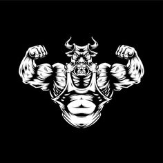 an illustration of a bull flexing his muscles