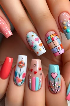 Funky Nail Art, Super Cute Nails, Nail Art Designs Diy, Pretty Nail Art, Fall Nail Art, Nail Art Ideas