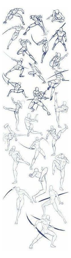 a bunch of sketches of people doing different things in the same direction, with one person standing