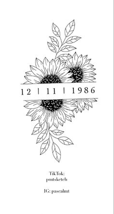 the front cover of a book with sunflowers on it and numbers in black ink