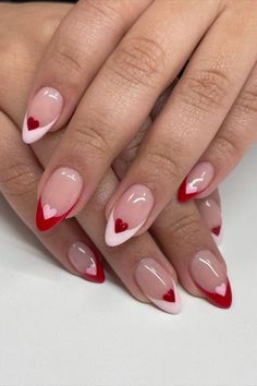 Nails ideas Vday Nails, Romantic Nails, February Nails, Colorful Nails, Nail Designs Valentines, Her Nails, White Nail, Heart Nails, Pretty Acrylic Nails