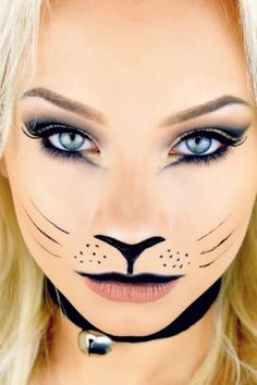 Cat Costume Makeup Kids, Diy Adult Cat Costume For Women, Cat Facepainting Simple, Zombie Cat Costume, Womens Cat Costume Halloween, Halloween Cat Makeup Looks, Halloween Cat Face Paint, Halloween Cat Face Makeup, Adult Cat Costume For Women