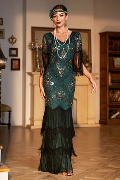 Zapaka Women Black 1920s Flapper Dress V Neck Long Sleeves Vintage Dress With Fringes – ZAPAKA 1920s Prom Dress, Roaring 20s Party Dress, 1920s Inspired Dresses, Black Flapper Dress, Long Sleeve Vintage Dresses, Fringe Flapper Dress, Art Deco Dress, Gatsby Dress, 1920s Flapper Dress