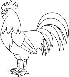 a black and white drawing of a rooster