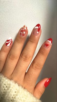 Santa Nails, Red Christmas Nails, Summery Nails, Her Nails