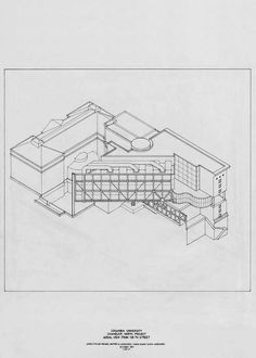 an architectural drawing of a building with multiple levels and sections that are connected to each other