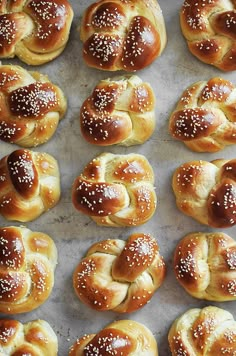 freshly baked pretzels on a baking sheet