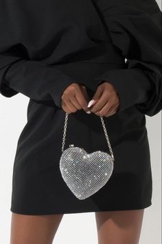 Sequin Clutch, Studded Purse, Rhinestone Clutch, Black Wristlet, Bridal Clutch, Clutch Purse Evening, Heart Bag, Black Clutch