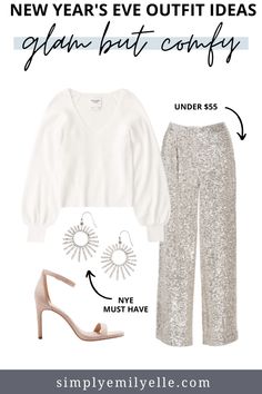 White New Years Eve Outfit, New Years Eve Casual Outfit Ideas, Doe Outfit, Comfy New Years Eve Outfit Ideas, Sylvester Outfit, Simple Nye Outfit, New Years Eve Casual Outfit, Casual Nye Outfit, New Years Outfits Parties