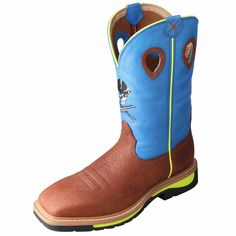 Men's Twisted X Pull On Safety Toe 12 Western Work, Twisted X Boots, Mens Cowboy, Work Boots Men, X Man, Safety Boots, Neon Blue, The Ranch