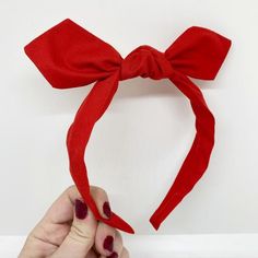 This red bow headband is ideal for Valentine’s Day or every day wear! Hand sewn and crafted just for you. TIED BOW HEADBANDS:** The bow is adjustable and removable!**The headbands are flexible and comfortable; no headaches here!Headbands have comfortably fit young children and adults, about age 7 and up.Bow looking a little wrinkled? Feel free to untie the knot and iron it! Interested in a knot style headband? Check under the Knot Headband listings for a variety of colors. Red Bow Headband, Adjustable Red Bow Hair Accessories, Adjustable Red Hair Accessories With Bow, Adjustable Red Satin Bow, Adjustable Red Bow Hair Accessories For Gift, Adjustable Red Bow Hair Accessory Gift, Red Bow Hair Accessories, Adjustable Cotton Bow For Gifts, Adjustable Red Bow For Gifts