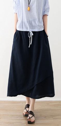 Casual Summer Women Skirts Women Skirts Women Linen Cotton Skirts Luxury Cotton Relaxed Skirt, Causal Skirt For Women, Luxury Casual Linen Skirt, Luxury Casual Skirt With Relaxed Fit, Knee-length Cotton Skirt, Cheap Summer Skirt With Pockets, Luxury Relaxed Skirt For Summer, Cheap Relaxed Lined Skirt Bottoms, Cheap Trendy Relaxed Skirt