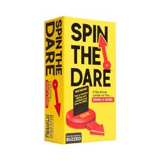 a yellow box with the words spin the dare on it