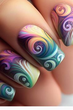 nails kaise badhaye Unghie Sfumate, Squoval Nails, Colorful Nail Art, Colorful Nail, Pink Gel, Art Creativity