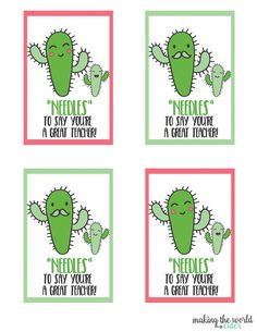 four square stickers with cactus sayings on them