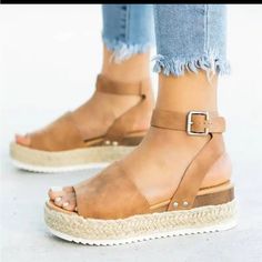 Brand New!! Ordered For Me And Realized I Got The Wrong Size! Shoes For Women High Heels, High Heel Flip Flops, Brown High Heels, Heeled Flip Flops, Rope Sandals, Women High Heels, Casual High Heels, Womens Gladiator Sandals, Wedges Shoes