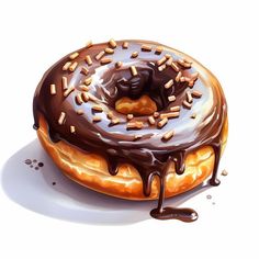 a donut with chocolate glaze and sprinkles