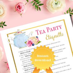 tea party etiquette instant printable