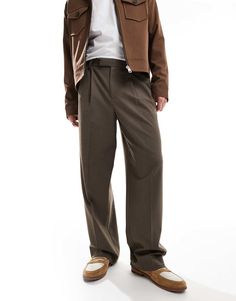 Suit pants by ASOS DESIGN The answer to any occasion Regular rise Belt loops Functional pockets Wide leg Brown Wide-leg Pants For Streetwear, Pleated Wide Pants Men, Mens Wide Leg Pleated Trousers, Brown Wide-leg Pants With Multiple Pockets, Pants With Pleats, Men’s Pleated Trousers, Eid Outfits, Wide Leg Dress Pants, Shorts Co Ord