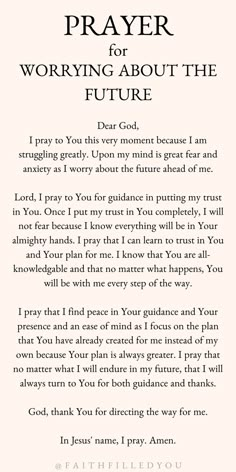 the prayer for praying about the future