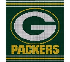 the green bay packers logo is shown in this cross stitch pattern, which has been designed to