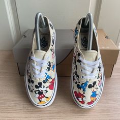 Preowned In Good Condition No Box Worn A Few Times Item Will Show Signs Of Wear Please View All Photos Vans Limited Edition, Vans Red, Shoes Vans, 90th Birthday, Womens Vans, Disney Mickey Mouse, Vans Shoes, Disney Mickey, Womens Shoes Sneakers