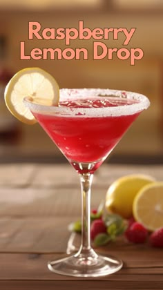 Raspberry Lemon Drop Red Party Drinks Alcohol, Lemon Martini Recipes, Christmas Lemon Drop, Easy Cocktails Recipes, Drinks With Raspberry Liquor, Raspberry Lemon Cocktail, Lemon Raspberry Martini, Raspberry Lemondrop Martini Recipe, Strawberry Lemon Drop