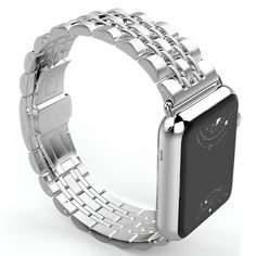 The Sierra stainless steel Apple band + case is integrated and creates a unique style suitable for anyone that wants to give a classic look to their iWatch. The Sierra apple watch strap protects your watch completely. Compatible with all apple watch series and easily adjusted to suit most wrist sizes. Features: High hardness wear-resistant steel does not scratch. Triple safety folding clasp and push-piece opening mechanism. The band comes with watch lugs on both ends, which locks onto the watch easily. Band interfaces precisely and securely. Easy and direct installation and removal. Adopt unique triple safety folding clasp, firmly closed, and prevents loosening automatically, easy to take on / off Stainless steel band with fine buffing and brushed finish, it gives a classy look to your App Modern Rectangular Stainless Steel Apple Watch Band, Luxury Silver Stainless Steel Apple Watch Band, Modern Silver Watches, Modern Silver Band Watch, Modern Silver Metal Apple Watch Band, Modern Rectangular Stainless Steel Watch Bands, Modern Stainless Steel Rectangular Watch Bands, Stainless Steel Bracelet Strap Apple Watch Band, Modern Silver Watch Band With Bracelet Strap