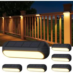 4 pack solar powered motion sensor lights for deck railings and fences at night time